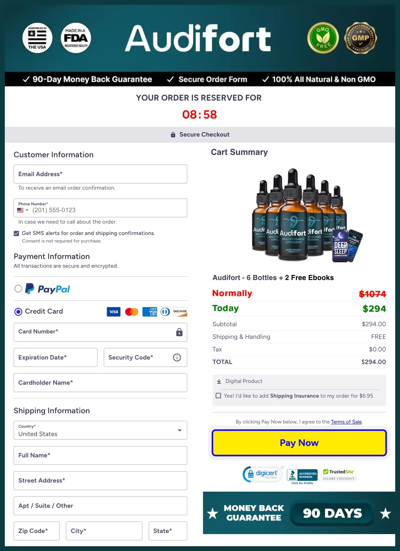 Audifort Official Website Secure Order Page